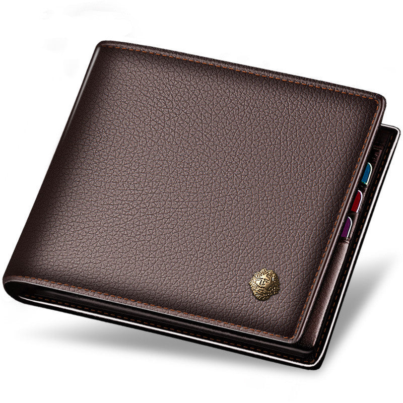 Horizontal First Layer Cowhide Business Zipper Wallet
