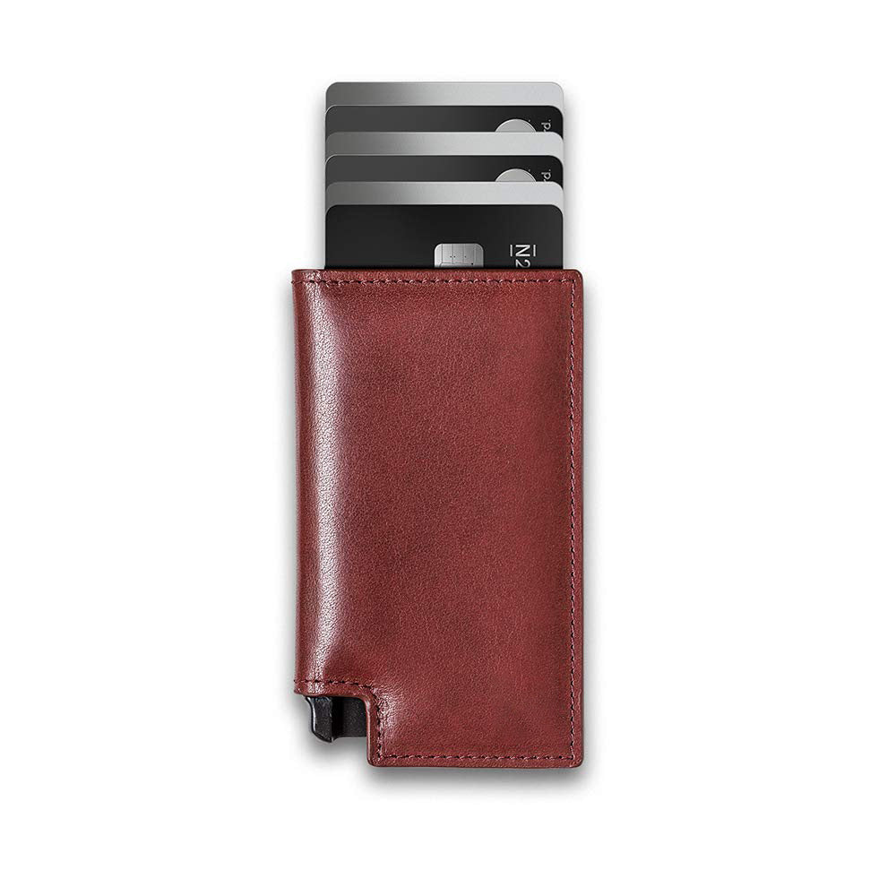 Top Layer Leather Metal Card Bag