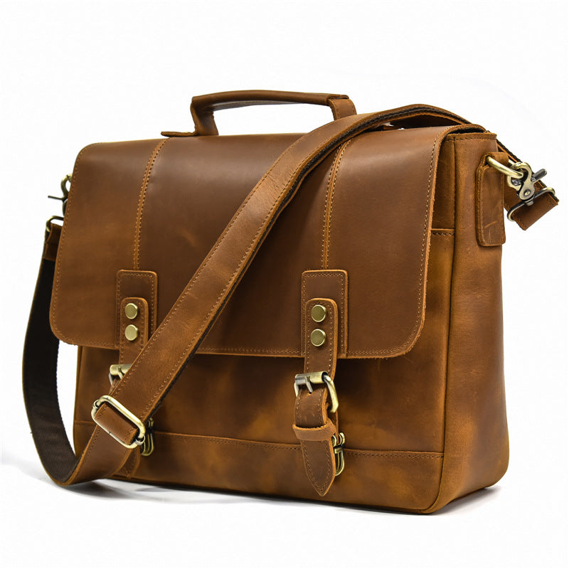 Crazy Horse Official Document Leather Tote Bag