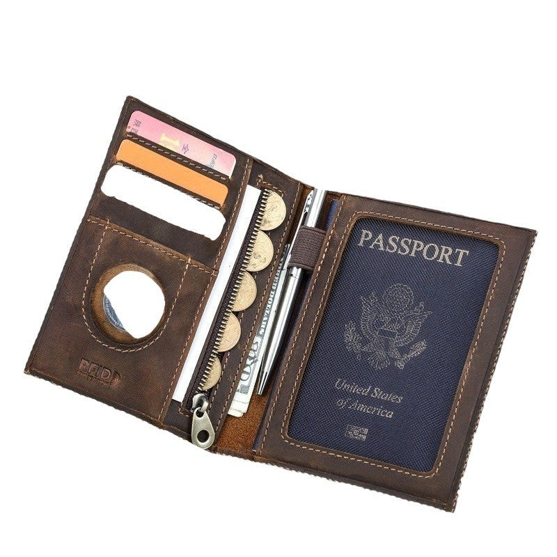 Retro Crazy Horse Leather Anti-theft Swiping Document Package