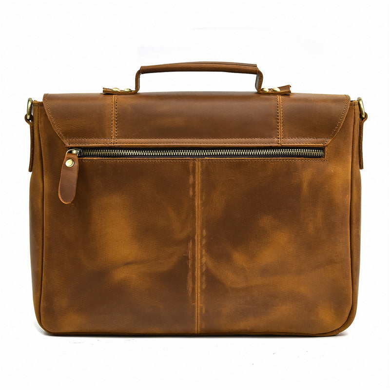 Crazy Horse Official Document Leather Tote Bag
