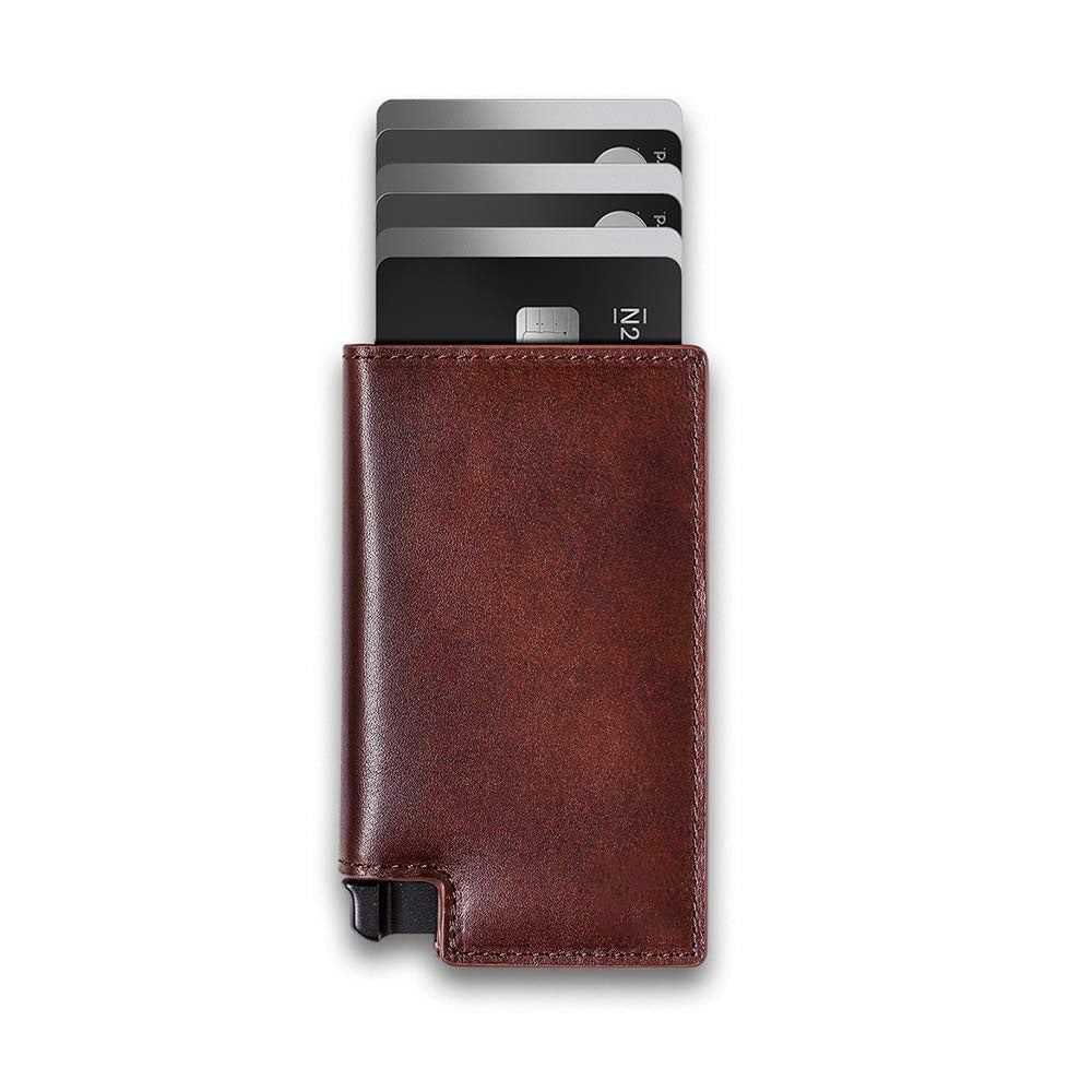 Top Layer Leather Metal Card Bag