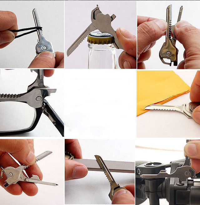 Multipurpose Keychain Key Survive Pocket Opener Shape Mini Multi Gear Utility Tech Tool Ring Screwdriver