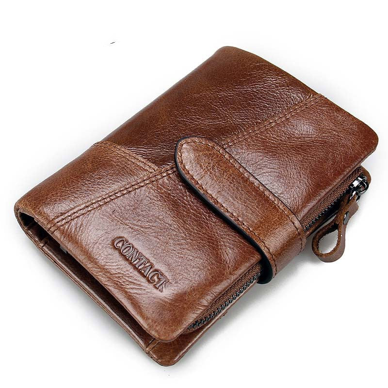 Fashion Stitching Long Cowhide Leather Men's Wallet
