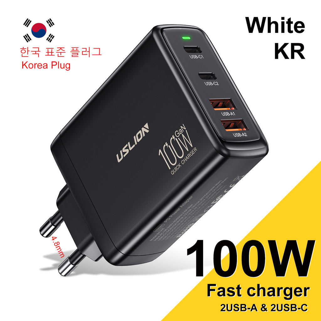 100W Gallium Nitride 4-port Fast Charging Charger